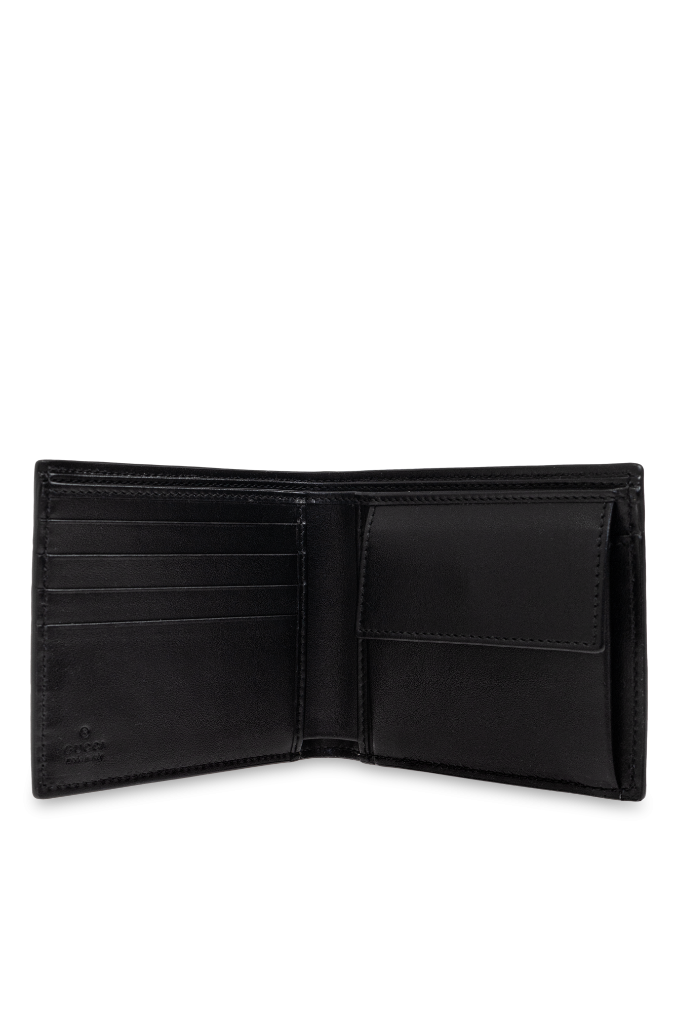 【GUCCI】Black Leather Wallet Gucci GG Supreme Leather Unisex Bifold Wallet Black